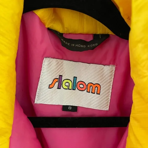 Slalom 80’s Vintage pink and yellow ski puff jacket - Picture 2 of 6